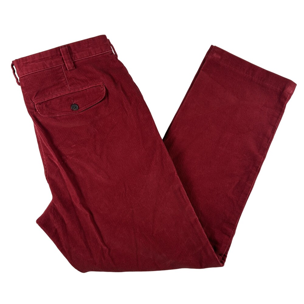 Vintage Lands End Pants Mens 36x31 Red Corduroy Tailored Fit Slim Straight 90ss